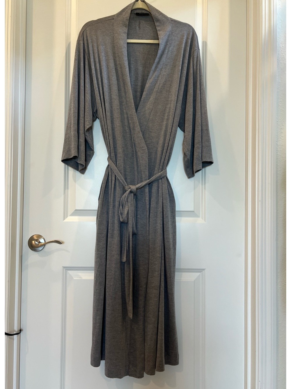 Hatori knit Classic Women's Long Wrap Robe - Gray 2X GOOD